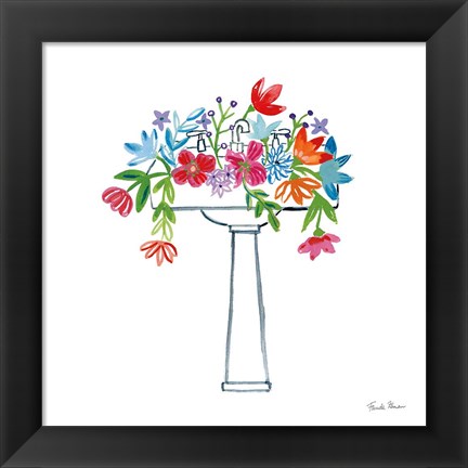 Framed Floral Bathroom II Print