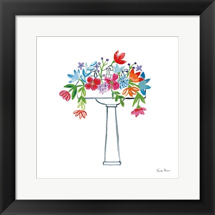 Framed Floral Bathroom II Print