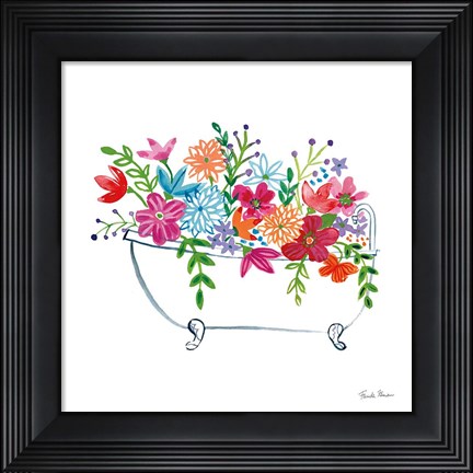 Framed Floral Bathroom I Print