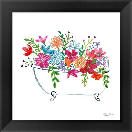 Framed Floral Bathroom I Print