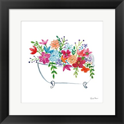 Framed Floral Bathroom I Print