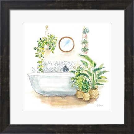 Framed Greenery Bath II Print