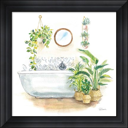 Framed Greenery Bath II Print