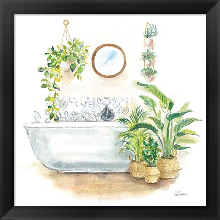 Framed Greenery Bath II Print