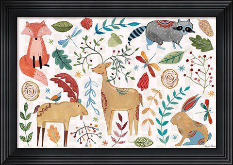 Framed Whimsical Woodland I Print