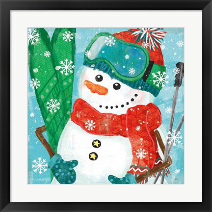 Framed Snowy Fun V Print