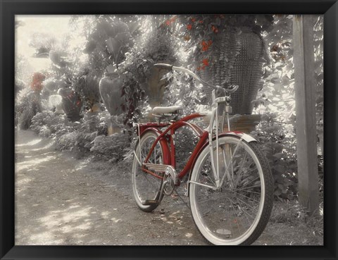 Framed Garden Bike Red Print