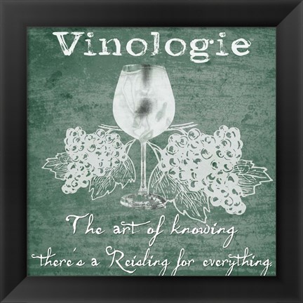 Framed Vinologie - Reisling Whitewashed Print