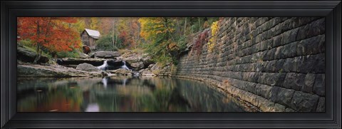 Framed Watermill In A Forest, Glade Creek Grist Mill, Babcock State Park, West Virginia Print