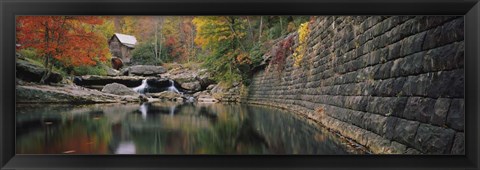 Framed Watermill In A Forest, Glade Creek Grist Mill, Babcock State Park, West Virginia Print