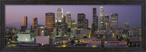Framed Skyscrapers Lit Up At Dusk, City Of Los Angeles, California Print