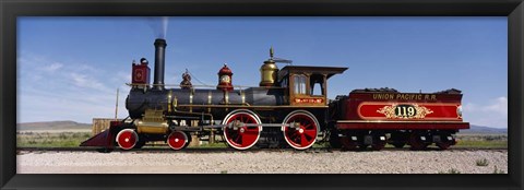 Framed Train Engine On A Railroad Track, Locomotive 119, Utah Print