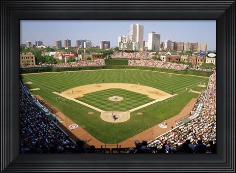 Framed High Angle View Of A Stadium, Wrigley Field, Chicago, Illinois Print