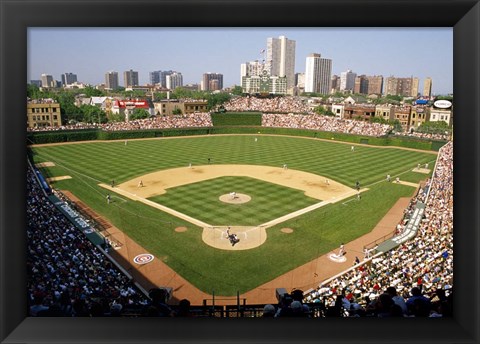 Framed High Angle View Of A Stadium, Wrigley Field, Chicago, Illinois Print