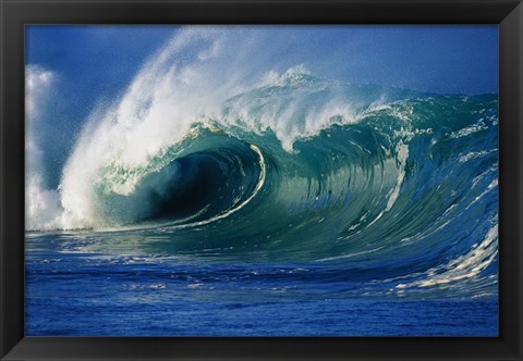 Framed Waves Splashing In The Sea Print