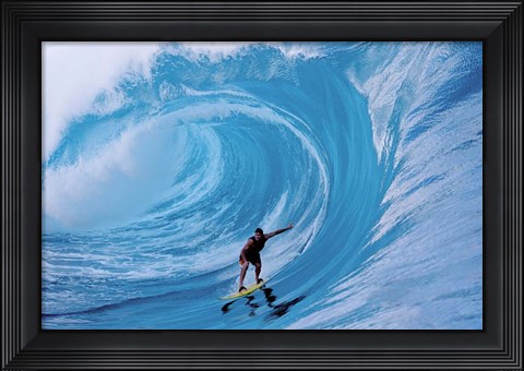 Framed Man Surfing In The Sea Print