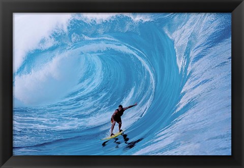 Framed Man Surfing In The Sea Print