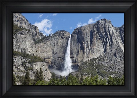 Framed View Of Yosemite Falls In Spring, Yosemite National Park, California Print