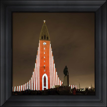 Framed Annual Winter Lights Festival, Reykjavik, Iceland Print