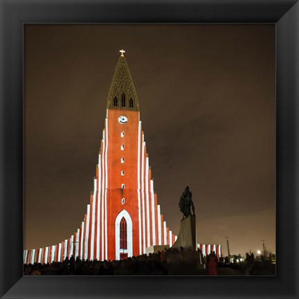 Framed Annual Winter Lights Festival, Reykjavik, Iceland Print