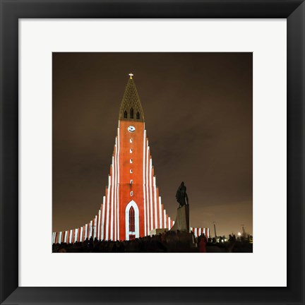 Framed Annual Winter Lights Festival, Reykjavik, Iceland Print