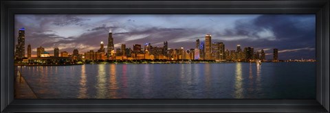 Framed City At The Waterfront, Lake Michigan, Illinois Print