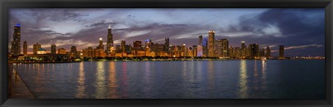 Framed City At The Waterfront, Lake Michigan, Illinois Print