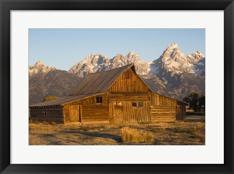 Framed Barn In Field With Mountain Range In The Background, Wyoming Print