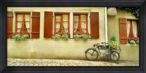 Framed Bicycle Outside A House, Bavaria, Germany Print
