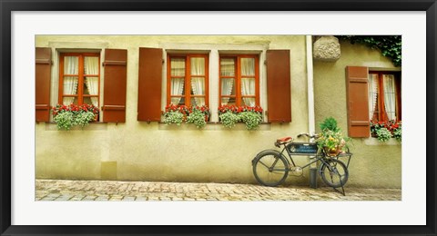 Framed Bicycle Outside A House, Bavaria, Germany Print