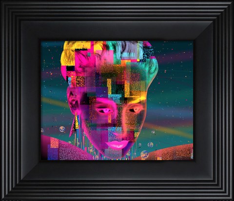 Framed Glitch Style 80&#39;s Lady Fantasy Print