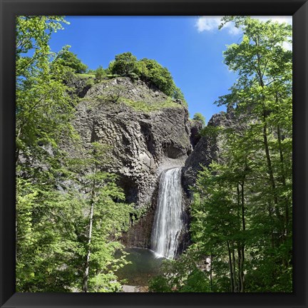 Framed Water Falling From Rocks, La Bourges Waterfall, France Print