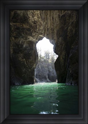 Framed Cove In The Pacific Ocean, Oregon Print