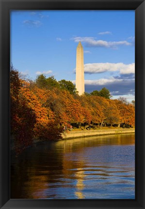 Framed Reflection Of Monument On The Water, The Washington Monument, Washington DC Print