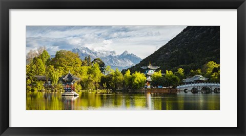 Framed Moon Embracing Pavilion And Bridge, Black Dragon Pool Park, China Print