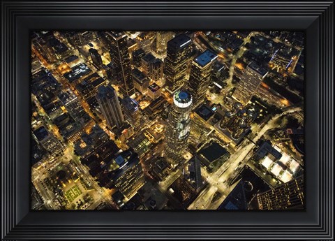 Framed City Lit Up At Night, Los Angeles, California Print