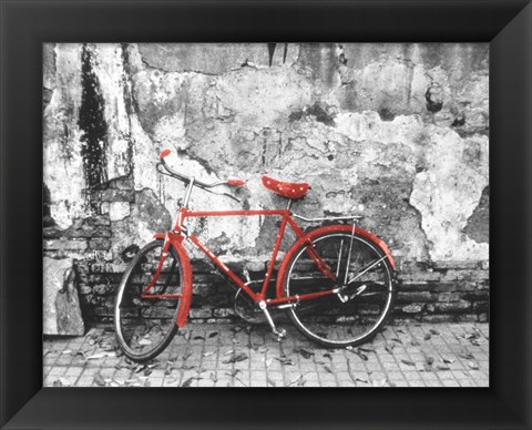 Framed Bike Against Wall, Beijing, China Print