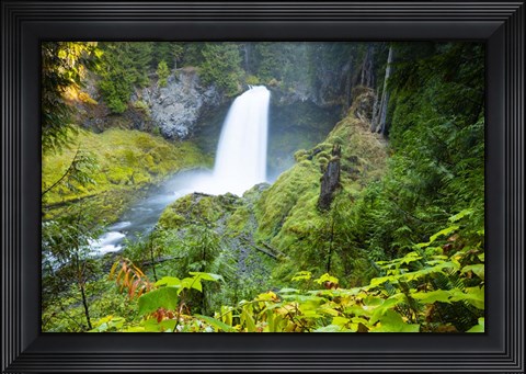 Framed Scenic View Of Waterfall, Portland, Oregon Print