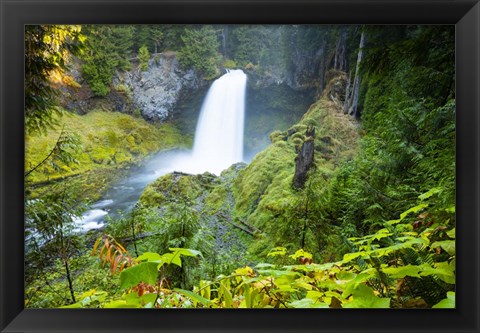 Framed Scenic View Of Waterfall, Portland, Oregon Print