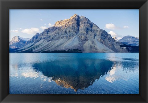 Framed Mountain Reflecting In Lake At Banff National Park, Alberta, Canada Print