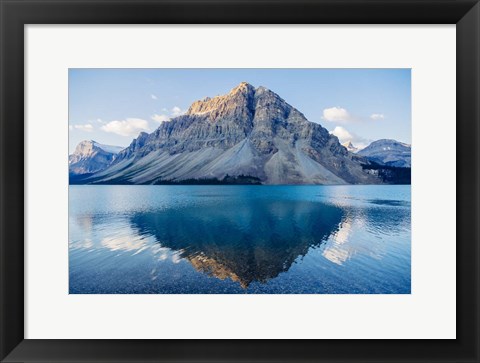 Framed Mountain Reflecting In Lake At Banff National Park, Alberta, Canada Print