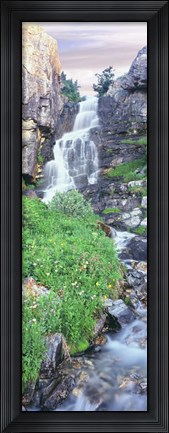 Framed View Of Waterfall Comes Into Rocky River, Broken Falls, Wyoming Print