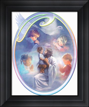 Framed Jesus Loves Children Print