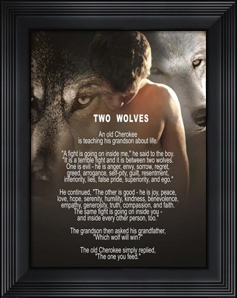 Framed Two Wolves Print