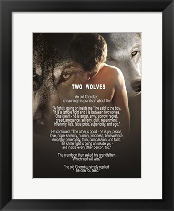 Framed Two Wolves Print