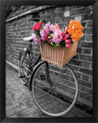 Framed Basket of Flowers II Print