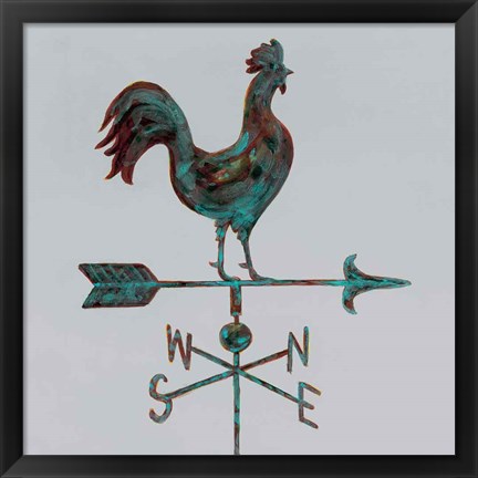 Framed Rural Relic Rooster Print