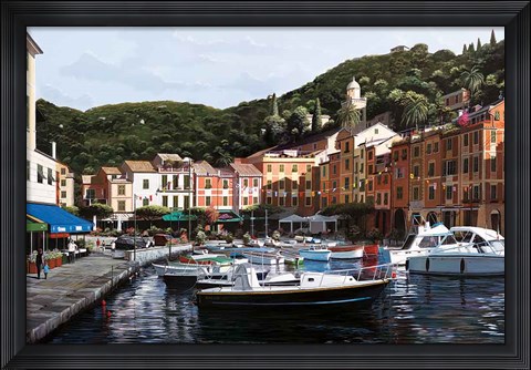 Framed Sunrise Over Portofino Print