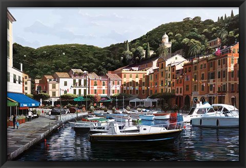 Framed Sunrise Over Portofino Print