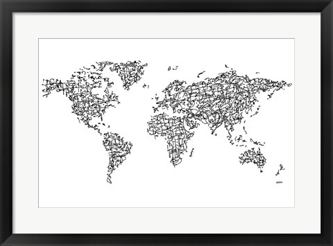 Framed Hanzi Kangi World Map Print